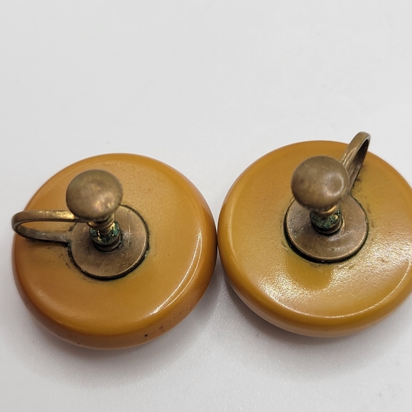 4 VTG Bakelite Earrings | Butterscotch, Cherry, Cocoa, Creamed Spinach | TESTED - Picture 11 of 11